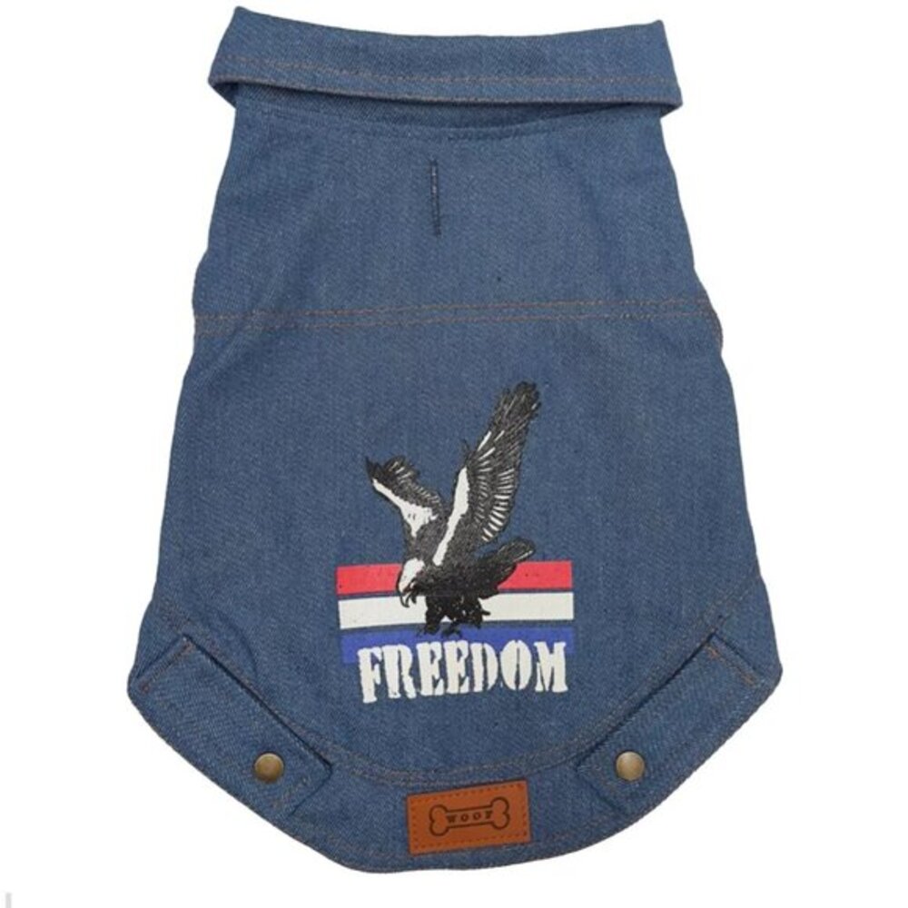 NEW Dog Vest By Woof Pets Size XL Flag  Denim Blue Snaps Closed‎